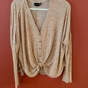 Light Orange Button-Up Cardigan